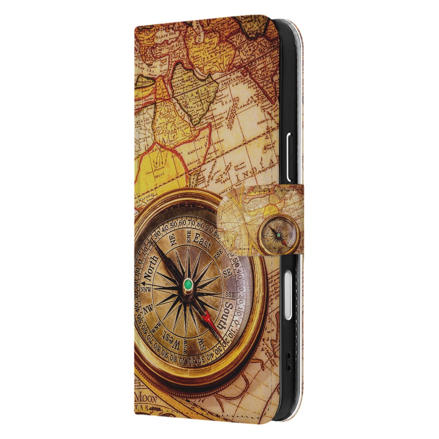 Kompas Hoesje Voor iPhone Air | Book Case Kompas design geel oranje aanzicht
