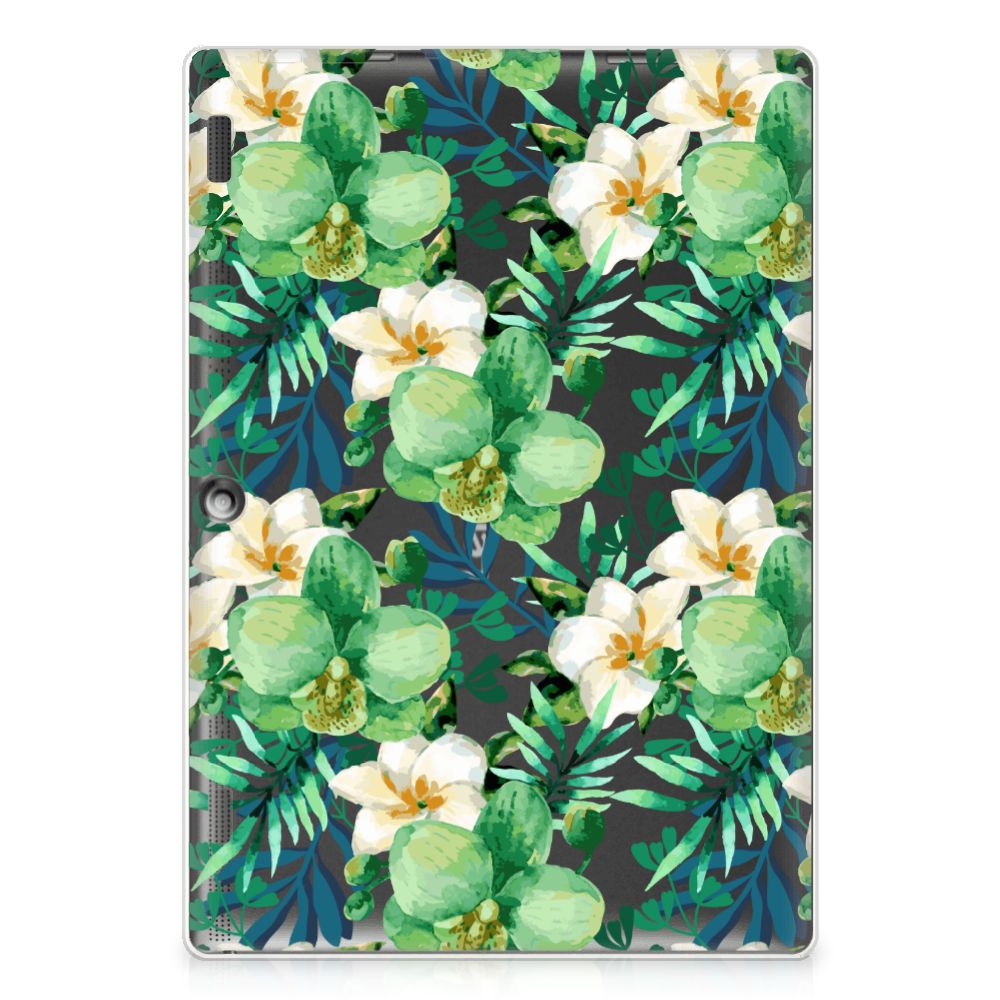 Lenovo Tab 10 | Tab 2 A10-30 Siliconen Hoesje Orchidee Groen ontwerp voorkant