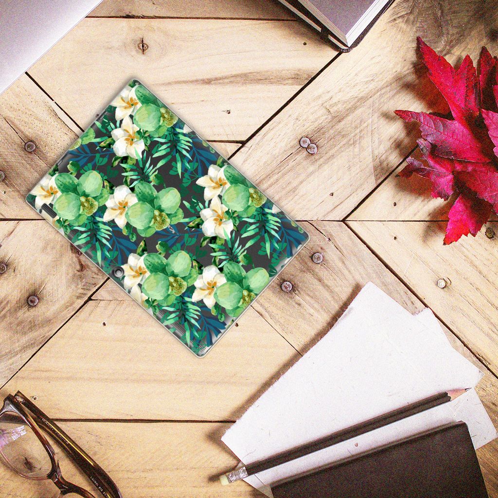 Lenovo Tab 10 | Tab 2 A10-30 Siliconen Hoesje Orchidee Groen bovenaanzicht