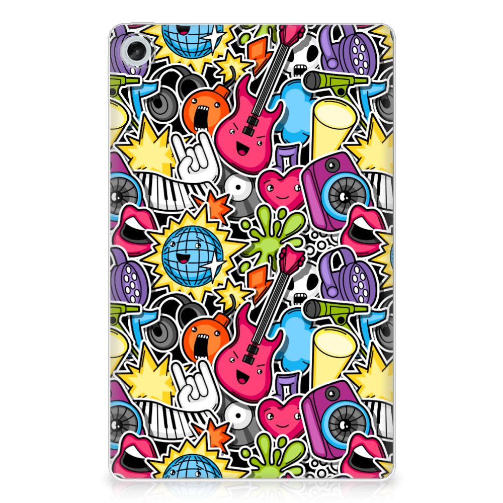 Lenovo Tab M10 Plus (3e generatie) Leuke Siliconen Hoes Punk Rock design kleurrijk aanzicht