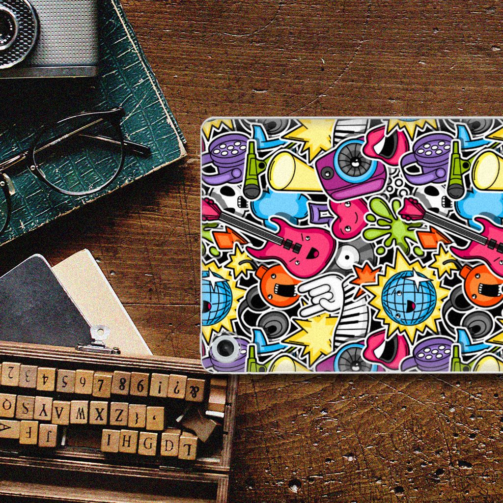 Lenovo Tab M10 Plus (3e generatie) Leuke Siliconen Hoes Punk Rock design kleurrijk aanzicht