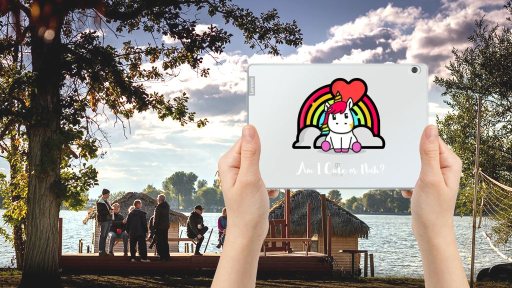 Lenovo Tab M10 Tablet Back Cover Unicorn Cute schattige eenhoorn regenboog aanzicht