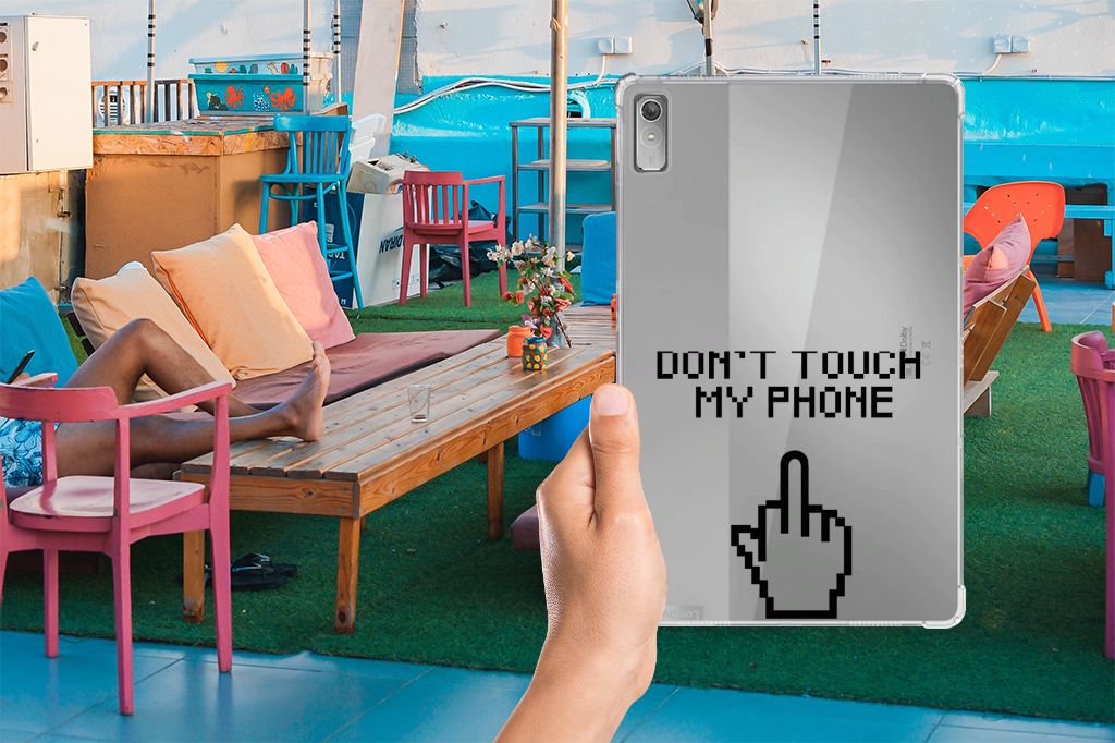 Lenovo Tab P11 Gen 2 Print Case Finger Don't Touch My Phone aanzicht