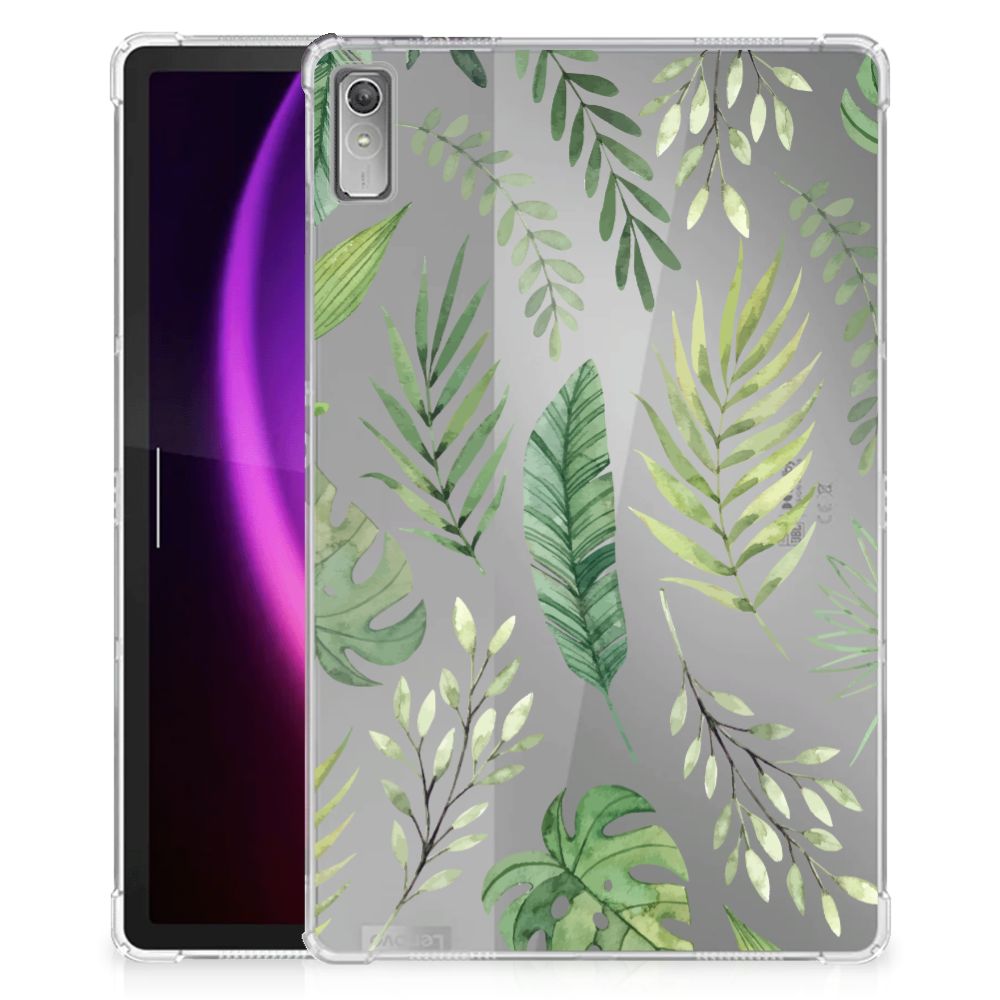 Lenovo Tab P11 Gen 2 Siliconen Hoesje Leaves met groene bladeren, perfect voor bescherming en uitstraling 🌿.