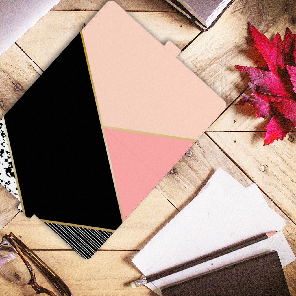 Lenovo Tab P11 Gen 2 Tablet Beschermhoes Zwart Roze Vormen zwart roze geometrisch bovenaanzicht