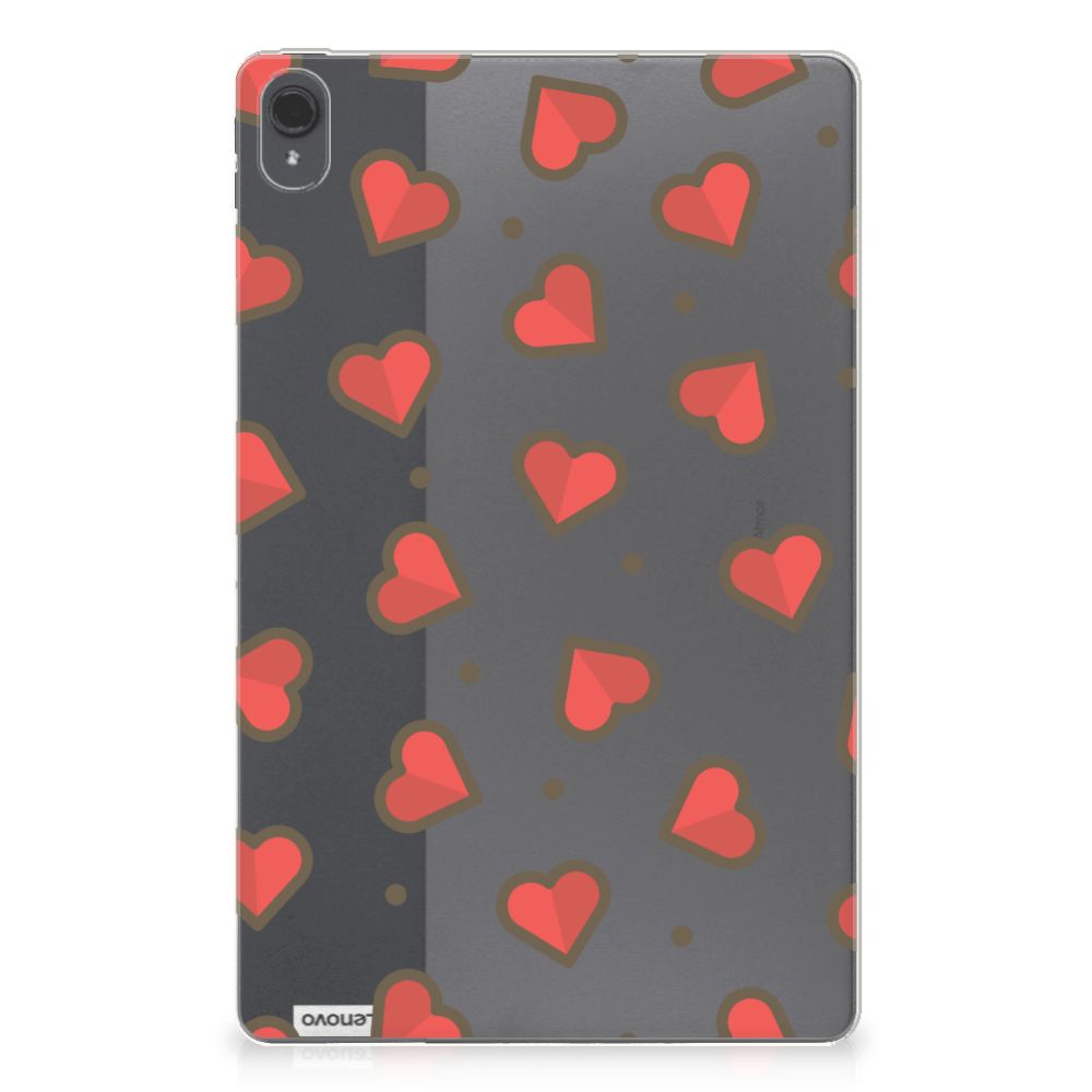 Lenovo Tab P11 | P11 Plus Hippe Hoes Hearts hoes hartjes grijs wit achterkant
