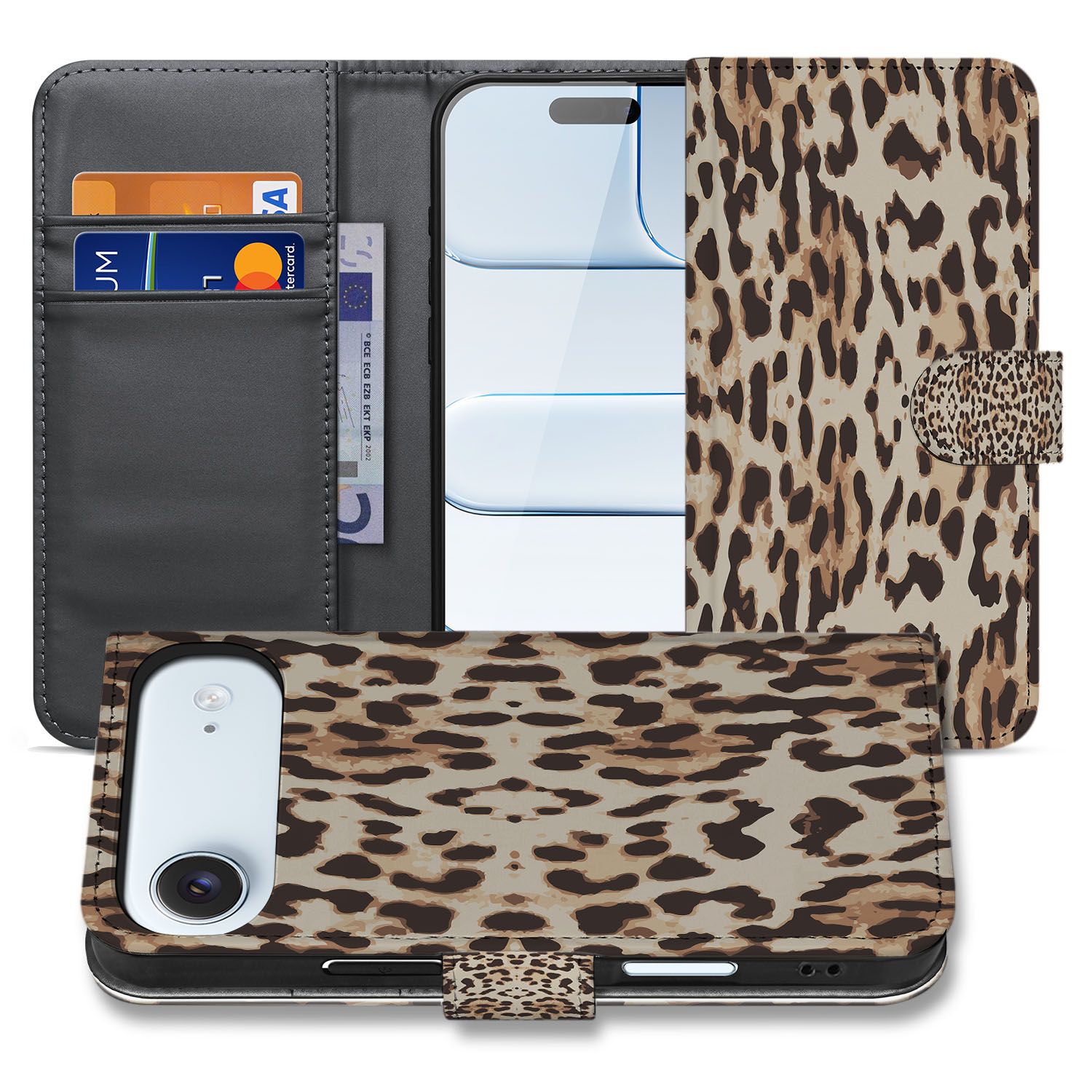 Leopard Hoesje iPhone Air Book Case leopard design voorkant