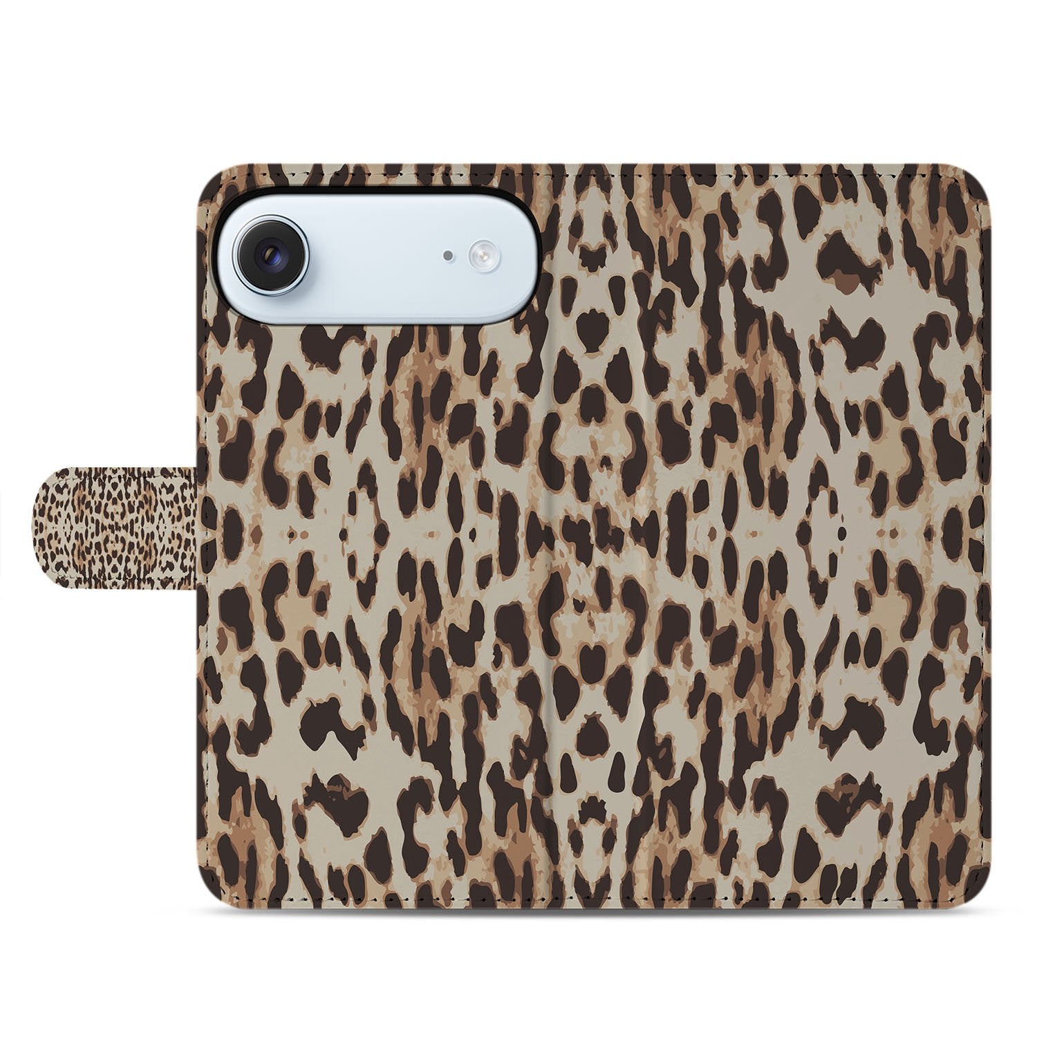 Leopard Hoesje iPhone Air Book Case design leopard patroon aanzicht