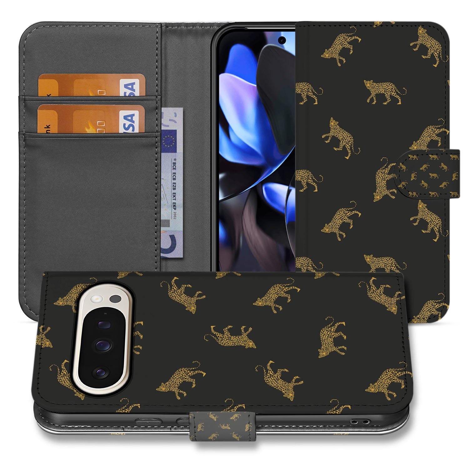 Leopards Google Pixel 10 Pro Book Case book case luipaardprint vooraanzicht