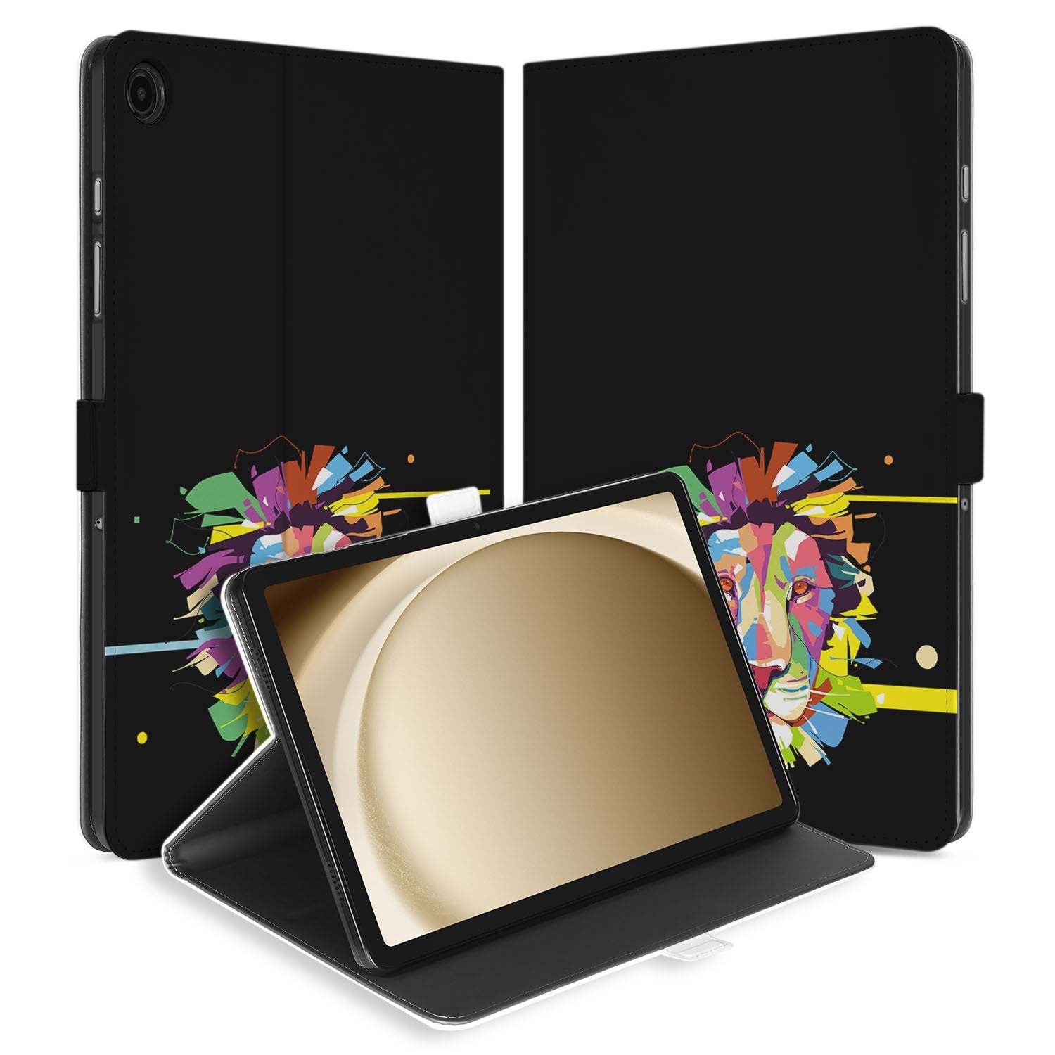 Lion Color Tablet Hoesje met Standaard Samsung Galaxy Tab A11 Plus kleurrijk design hoesje frontaan