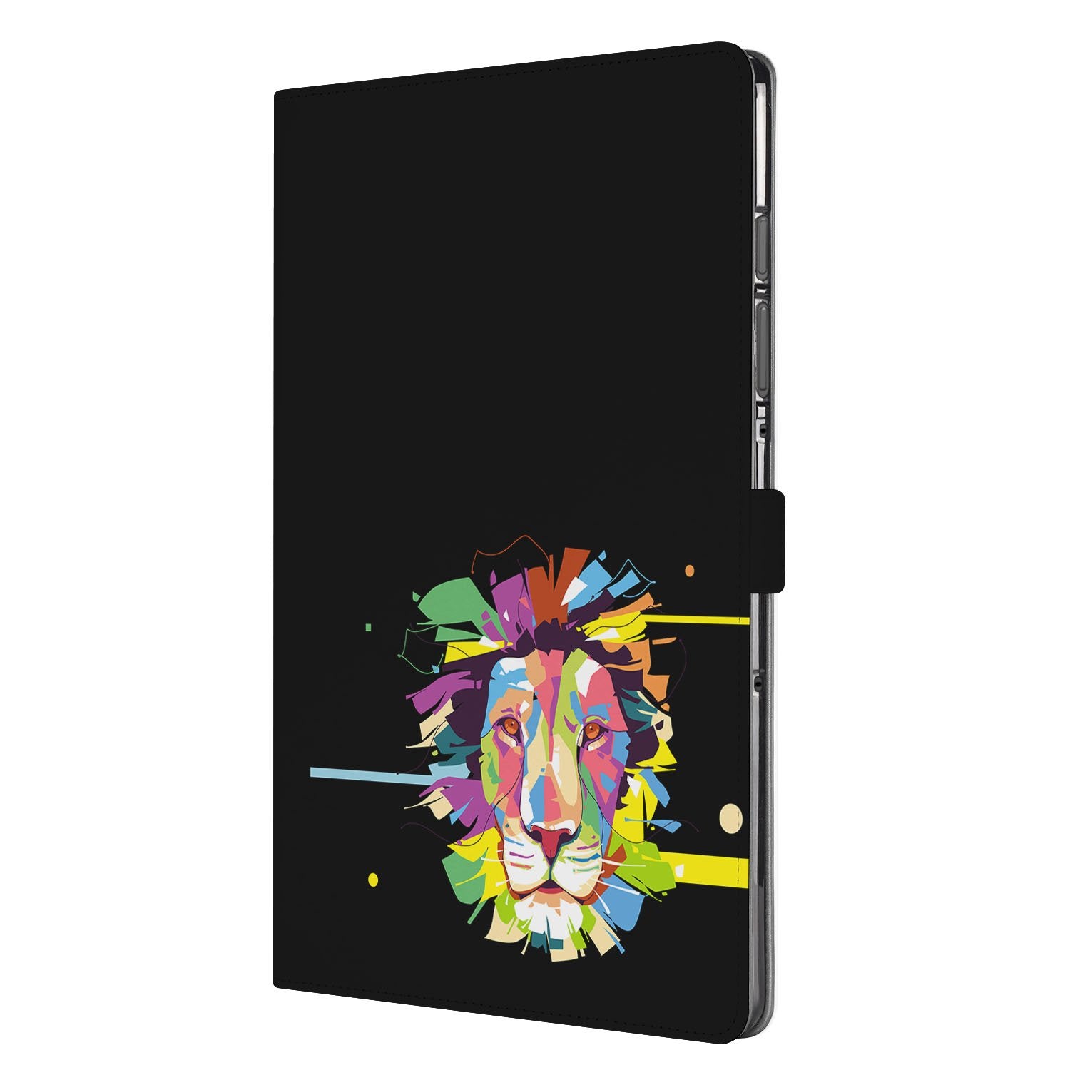 Lion Color Tablet Hoesje met Standaard Samsung Galaxy Tab S10 FE | Tab S9 FE tablet hoesje kleurrijk design zijaanzicht