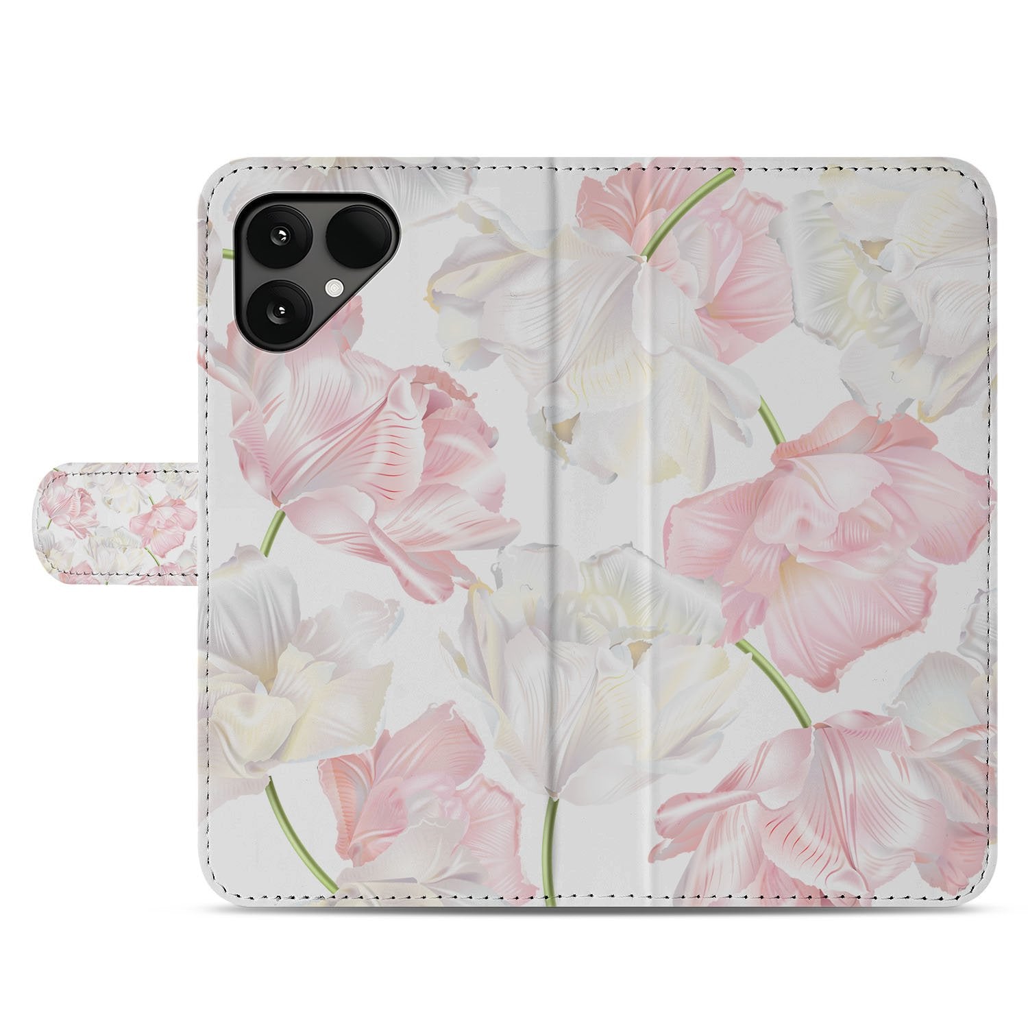 Fairphone 6 Lovely Flowers Portemonnee Hoesje Bloemenpatroon Voorzijde