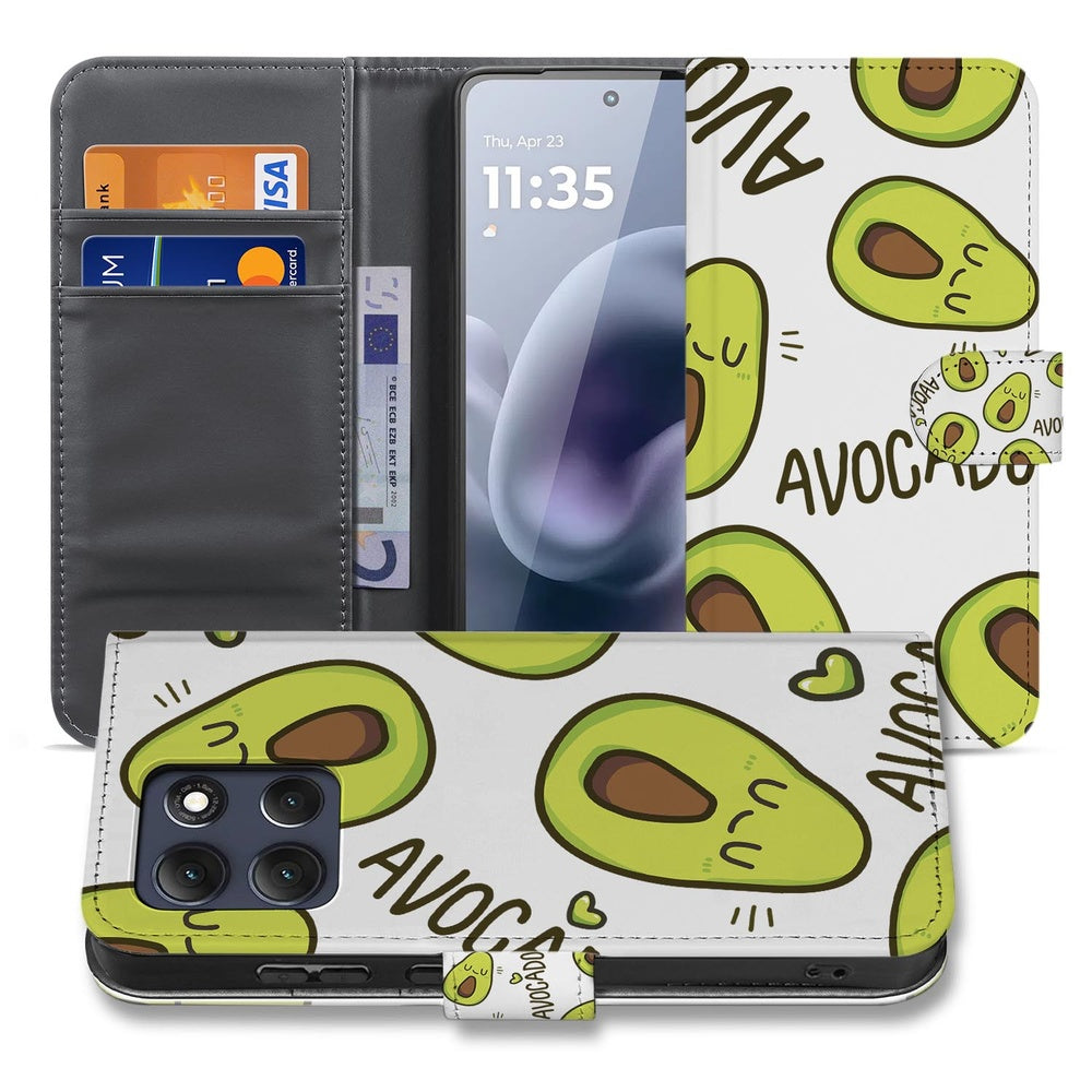 Motorola Moto G86 Book Case Avocado Singing Groen Vooraanzicht.