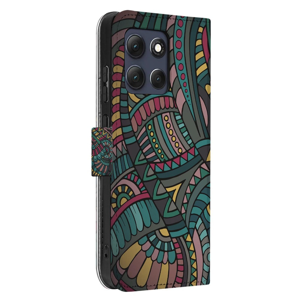 Motorola Moto G86 Hoesje Aztec vooraanzicht kleurrijke print.