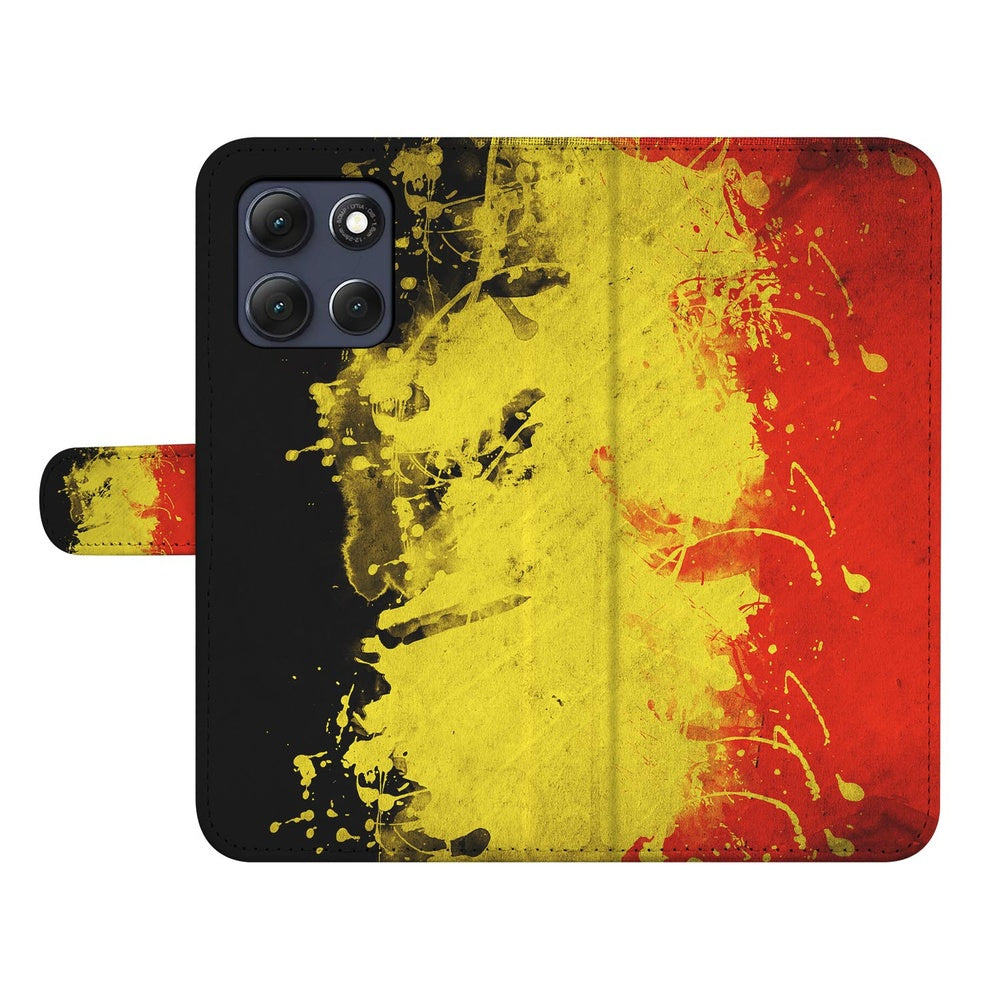 Motorola Moto G86 Bookcase Hoesje Belgische Vlag Print vooraanzicht.