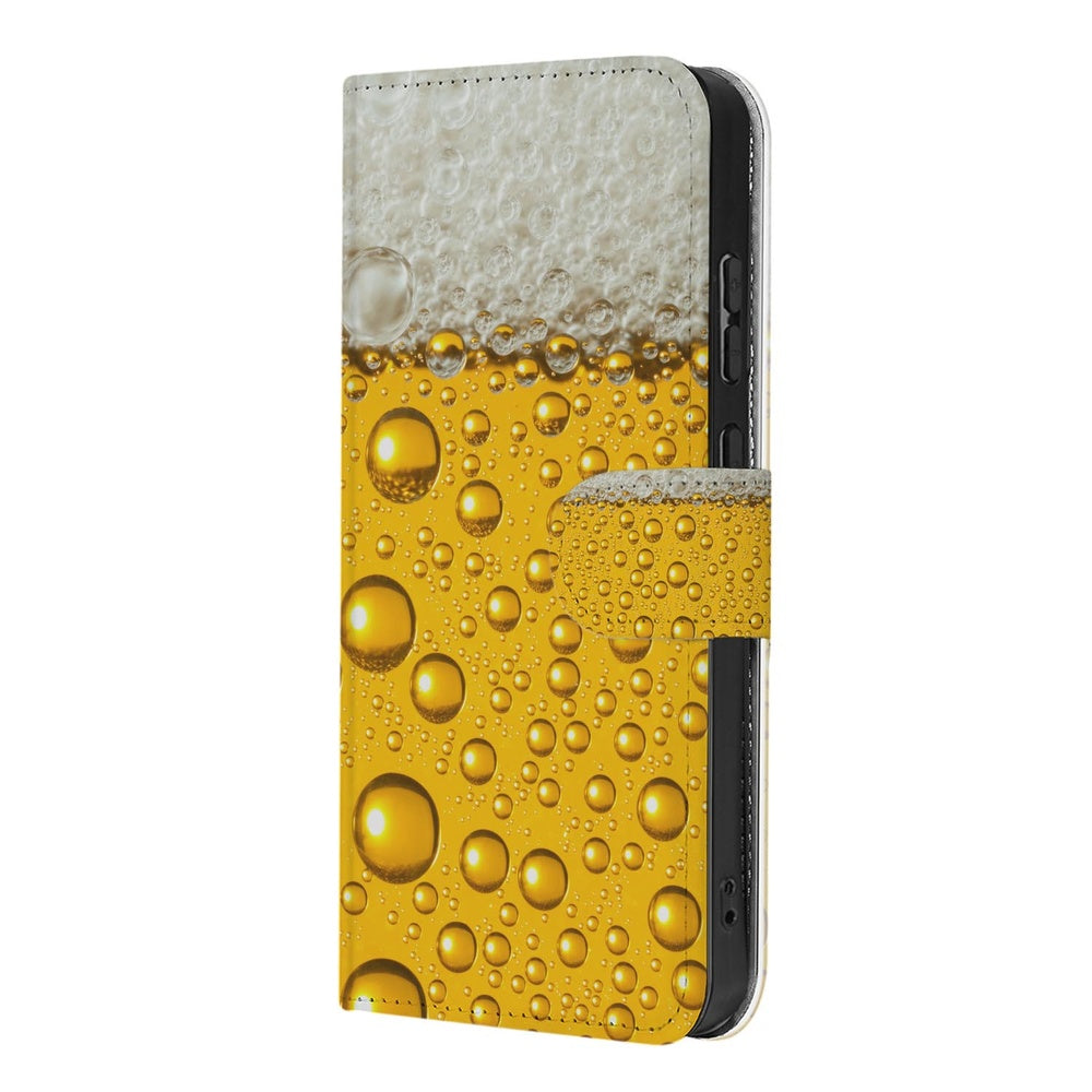 Motorola Moto G86 Book Cover Bier Print Schuin aanzicht.