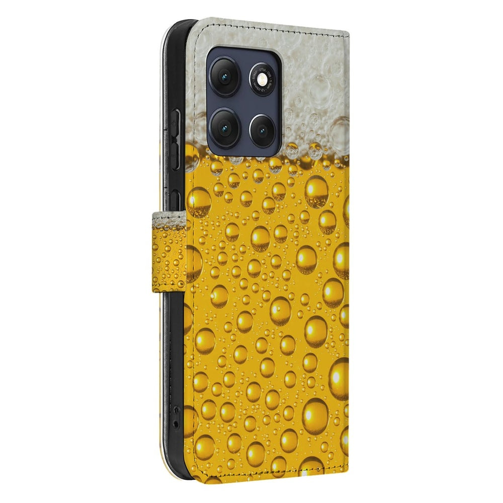 Motorola Moto G86 Book Cover Bierprint Schuin aanzicht.