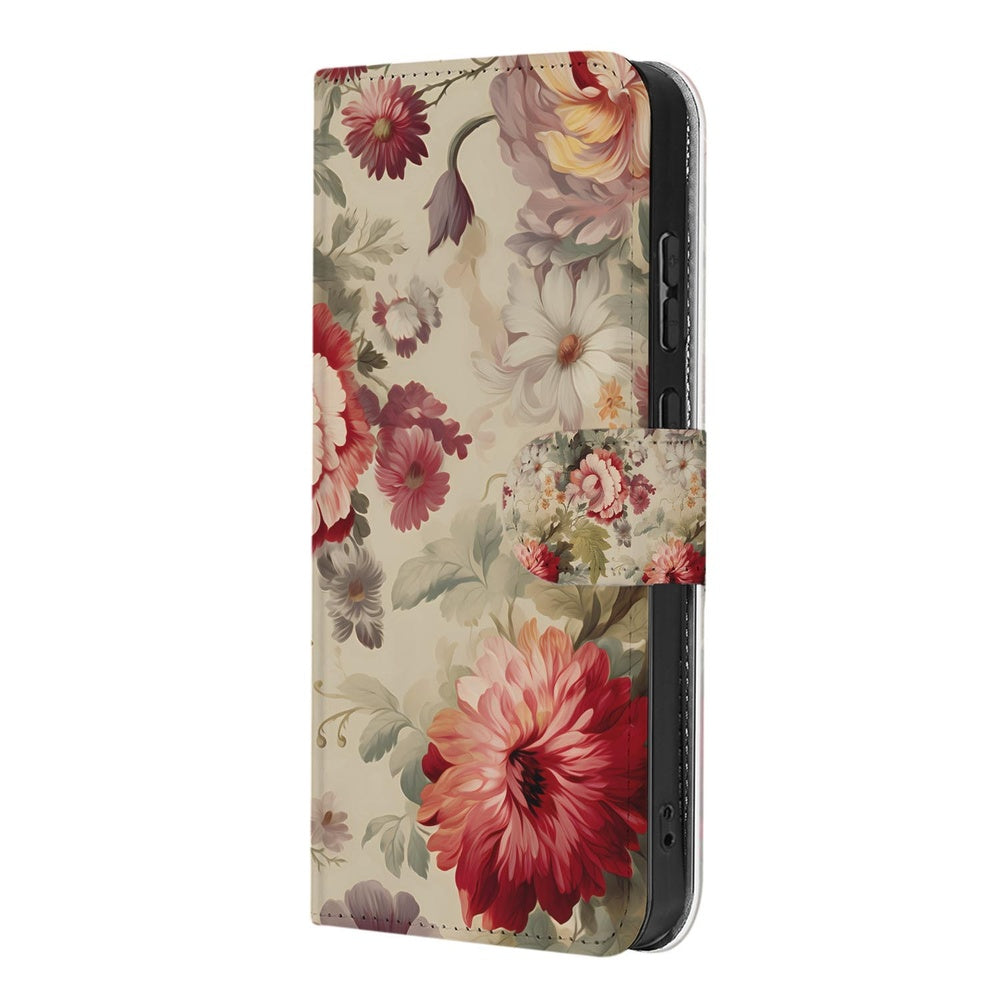Motorola Moto G86 Portemonnee Hoesje Bloemenprint Vooraanzicht.