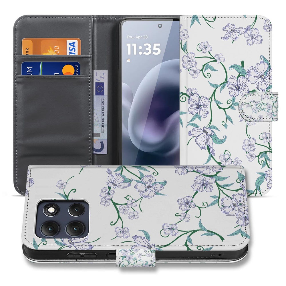 Motorola Moto G86 Book Case Hoesje Blossom White Vooraanzicht.