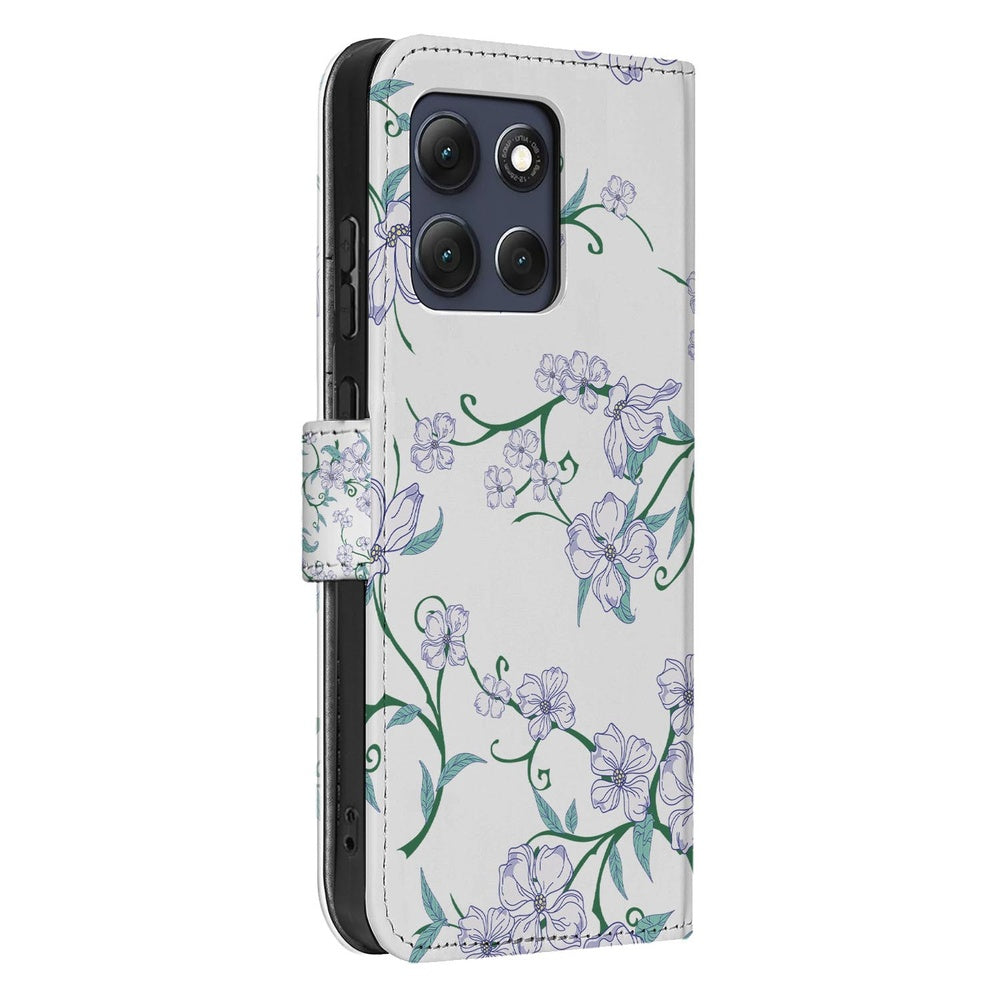 Motorola Moto G86 Book Case Hoesje Blossom White Schuin aanzicht.