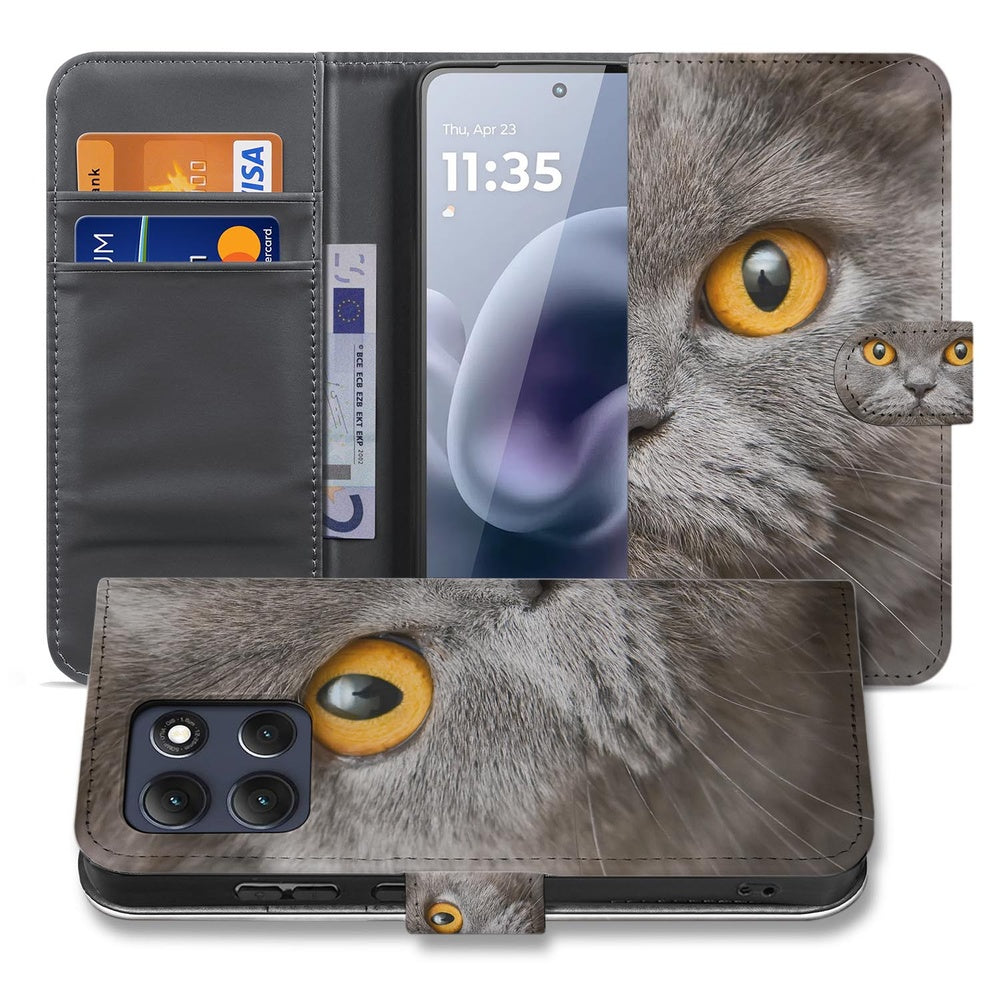 Motorola Moto G86 Telefoonhoesje Britse Korthaar binnenkant pasjes en vooraanzicht.
