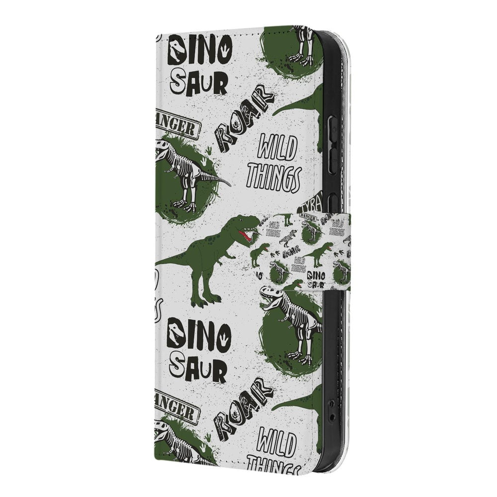 Motorola Moto G86 Book Case Met Pasjes Dino Print Voorkant.