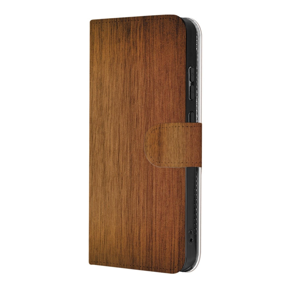 Motorola Moto G86 Bookcase Hoesje Donker Hout Donker Hout Vooraanzicht.