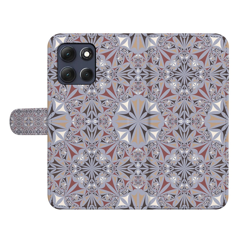 Motorola Moto G86 Bookcase Bloemenpatroon Vooraanzicht.