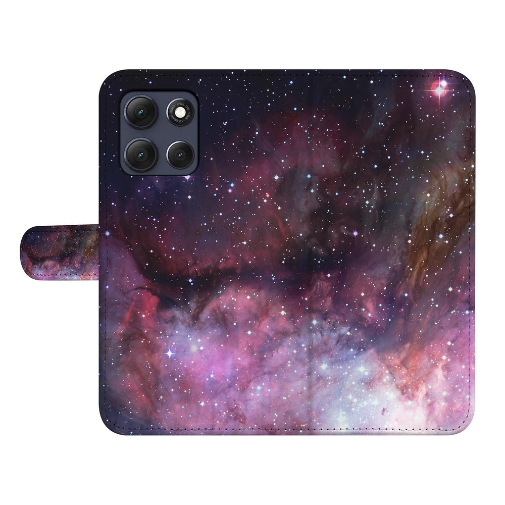Motorola Moto G86 Bookcase Hoesje Heelal Design paars-galaxy detail.