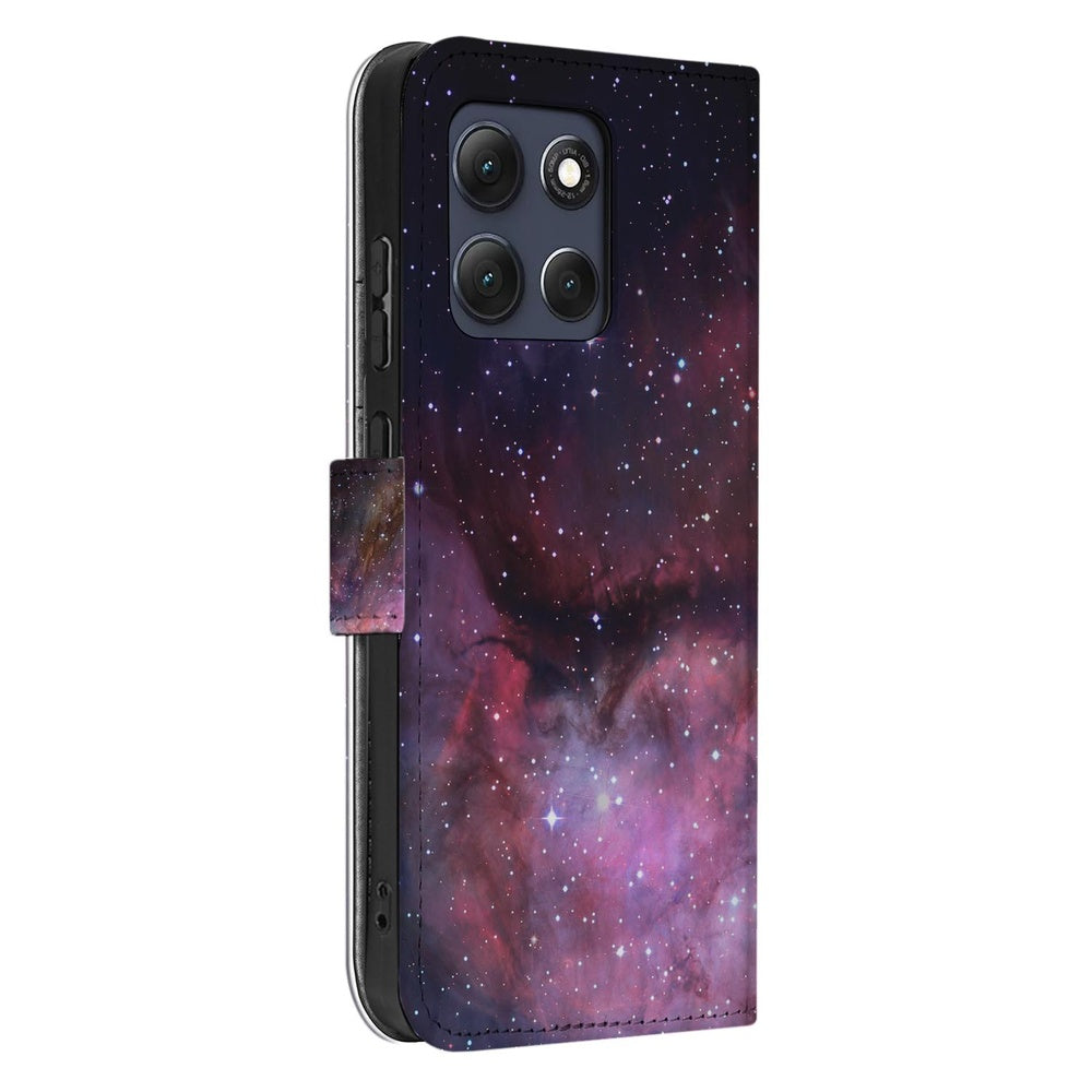 Motorola Moto G86 Bookcase Hoesje Heelal Design Vooraanzicht.