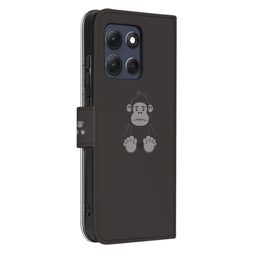 Motorola Moto G86 Portemonnee Hoesje Gorilla Bruin Portemonnee ontwerp Aanzicht zij.