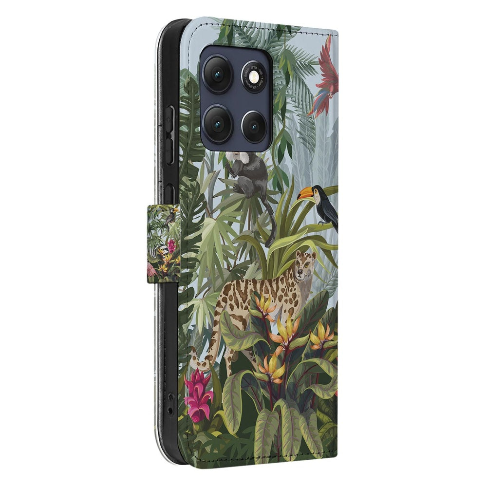 Motorola Moto G86 Bookcase Hoesje Met Pasjes Jungle Design Aanzicht.
