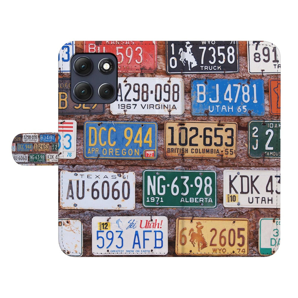 Motorola Moto G86 Book Case Kentekenplaten collage Vooraanzicht.