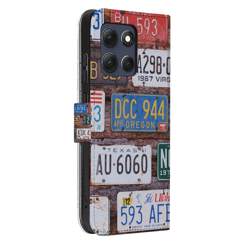 Motorola Moto G86 Book Case Kentekenplaten collage Vooraanzicht.