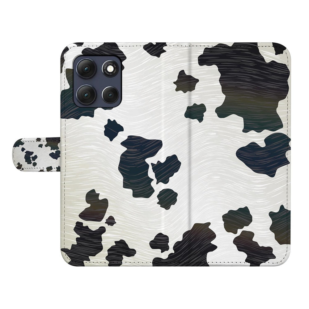 Motorola Moto G86 Book Case Hoesje Koeienvlekken koeienvlekken print voorkant.