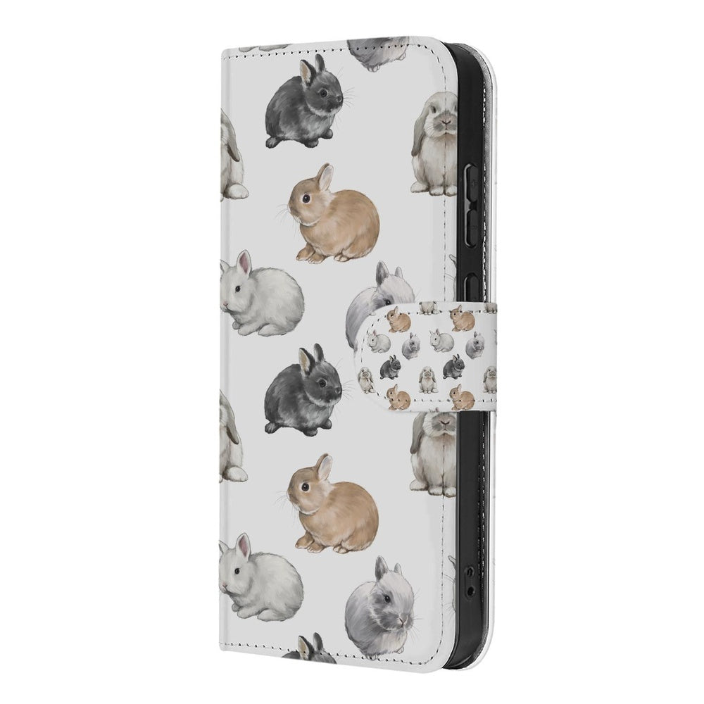 Motorola Moto G86 Telefoonhoesje Met Pasjes Konijntjes Book Case konijntjesprint Vooraanzicht.