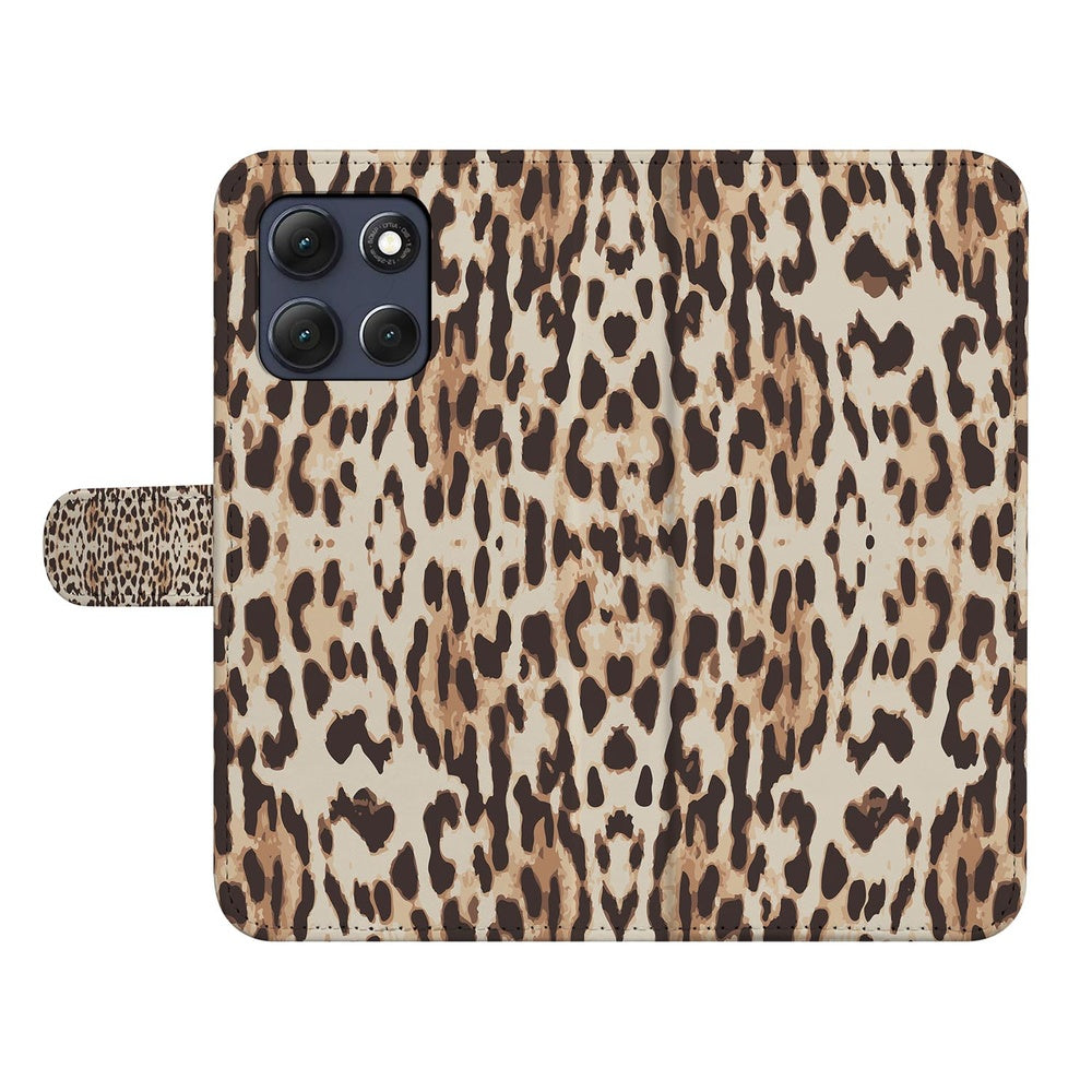 Motorola Moto G86 Book Case Hoesje Leopard Design Vooraanzicht.