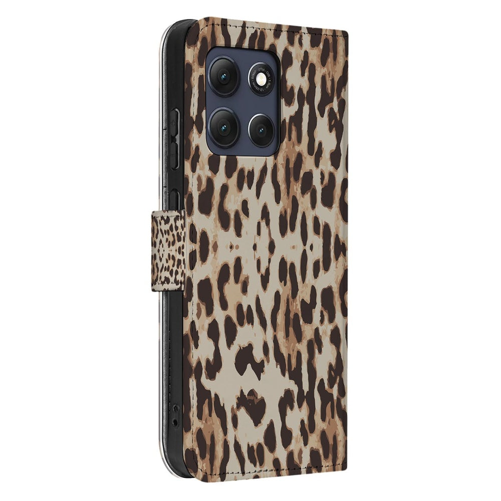 Motorola Moto G86 Book Case Hoesje Leopard Variant A Vooraanzicht.