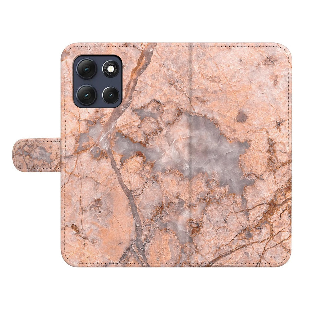 Motorola Moto G86 Bookcase Hoesje Marmer Oranje Vooraanzicht.