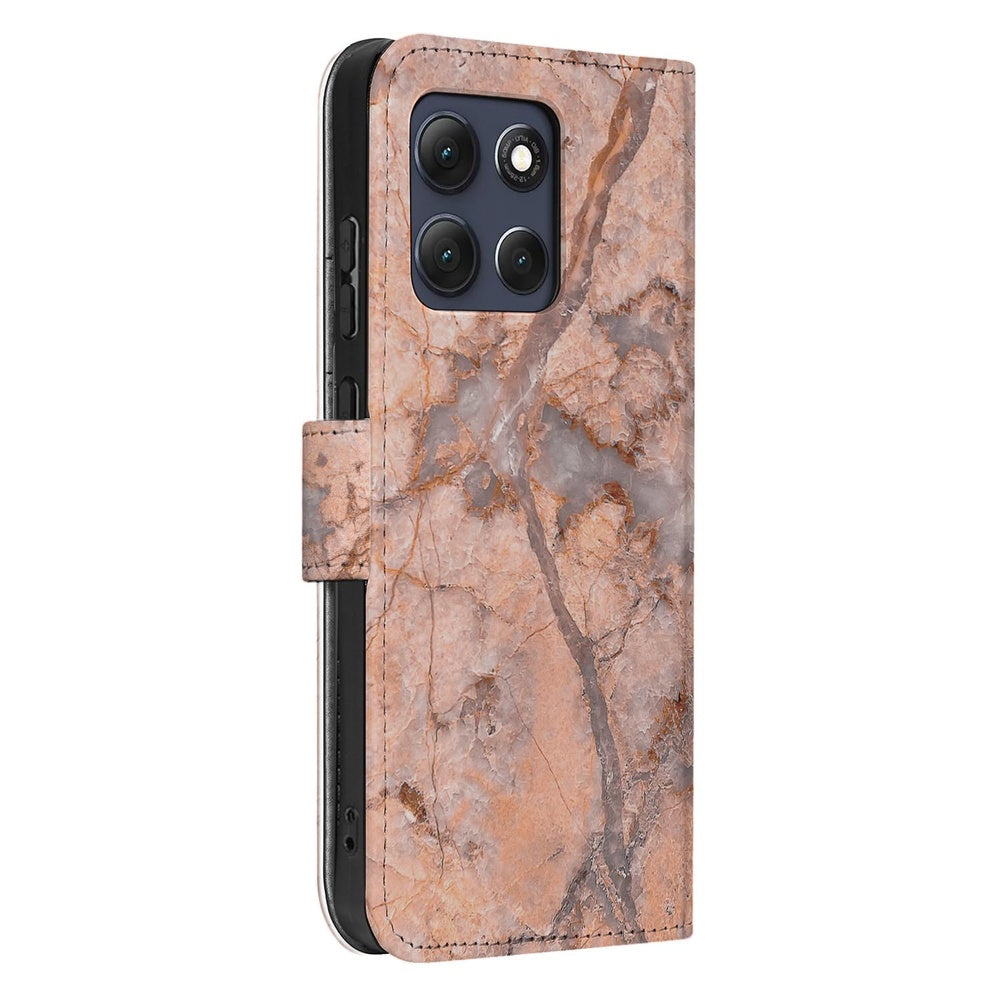 Motorola Moto G86 Bookcase Hoesje Marmer Oranje Vooraanzicht.