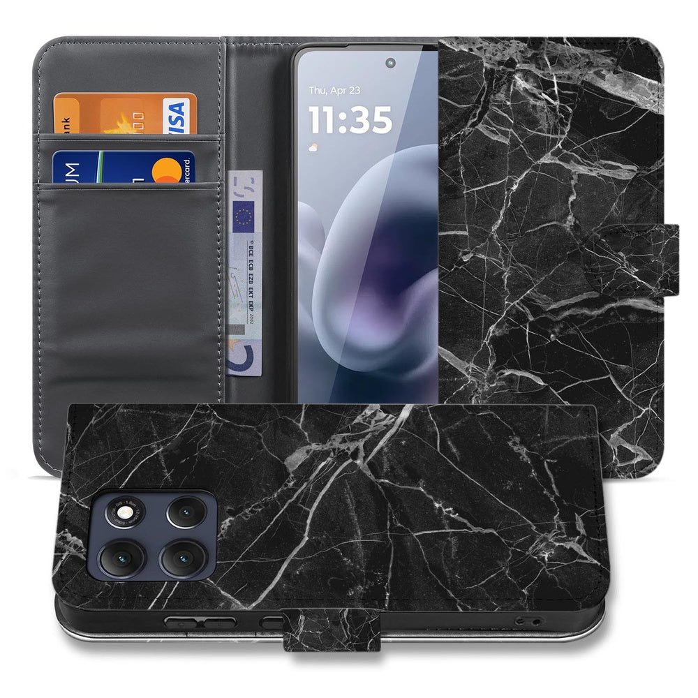 Motorola Moto G86 Bookcase Zwart Marmer Bookcase zwart marmer voormet binnenzijde.