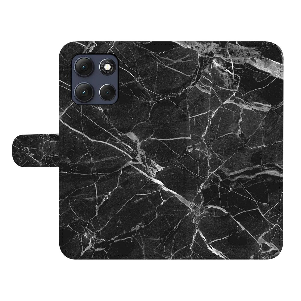 Motorola Moto G86 Bookcase Zwart Marmer voorkant donker marmeren print.