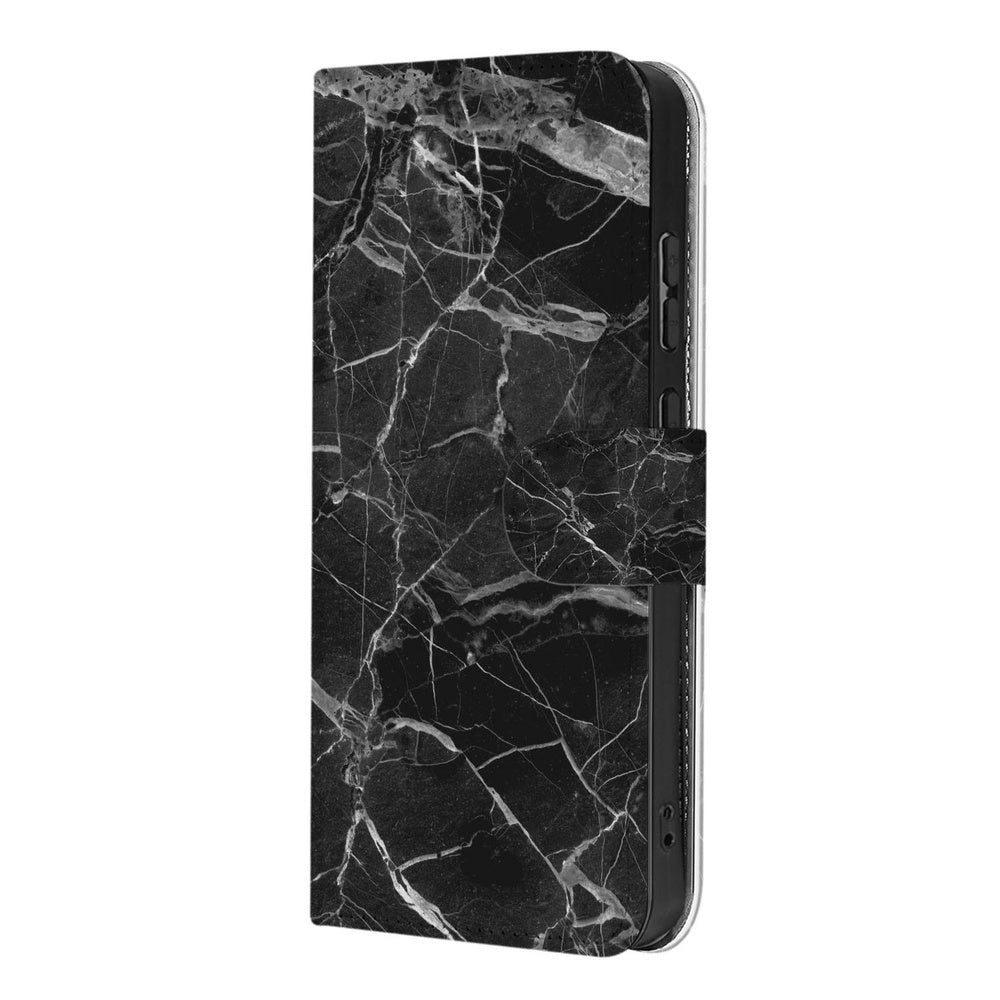 Motorola Moto G86 Bookcase Zwart Marmer Vooraanzicht.