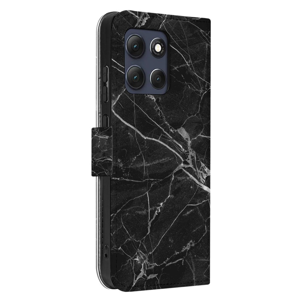 Motorola Moto G86 Bookcase Zwart Marmer vooraanzicht.