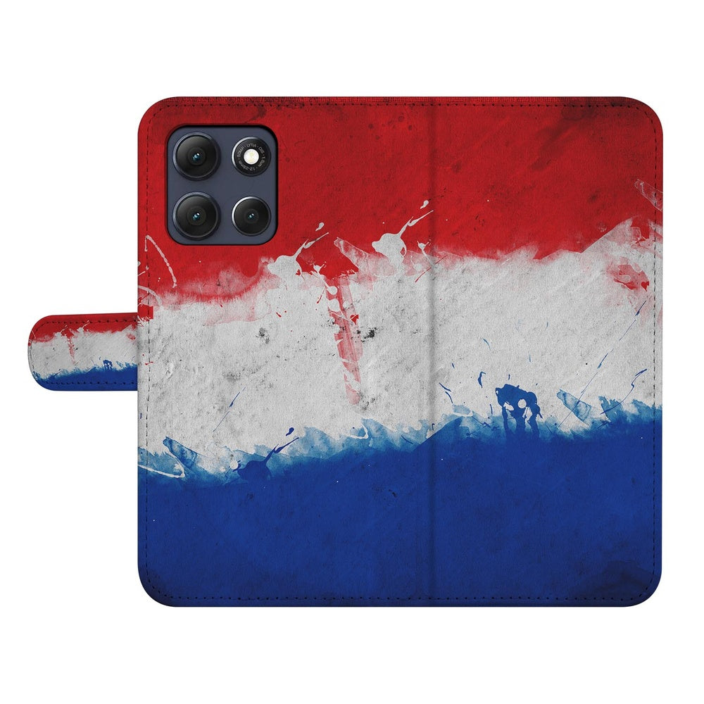 Motorola Moto G86 Book Case Hoesje Nederlandse Vlag Boekhoes Design Nederlandse Vlag Vooraanzicht.