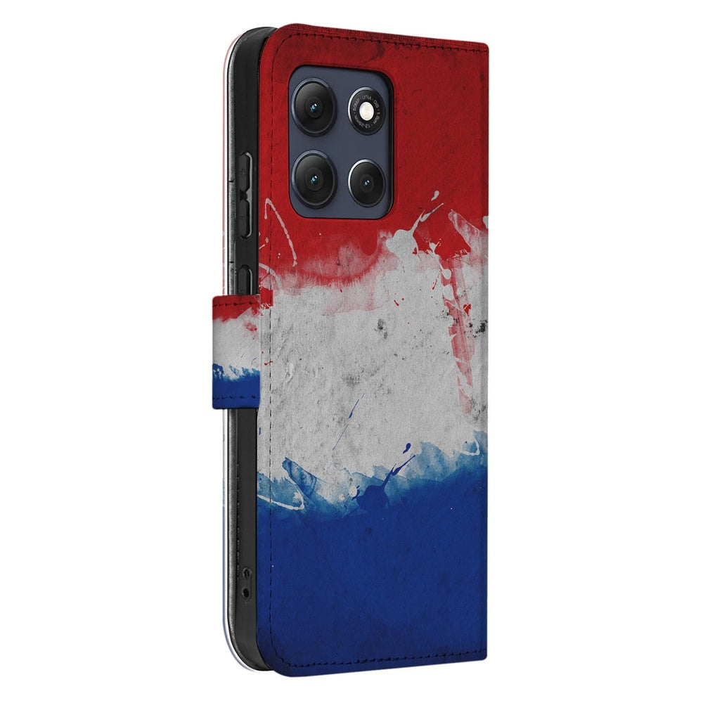 Motorola Moto G86 Book Case Hoesje Nederlandse Vlag Vooraanzicht.