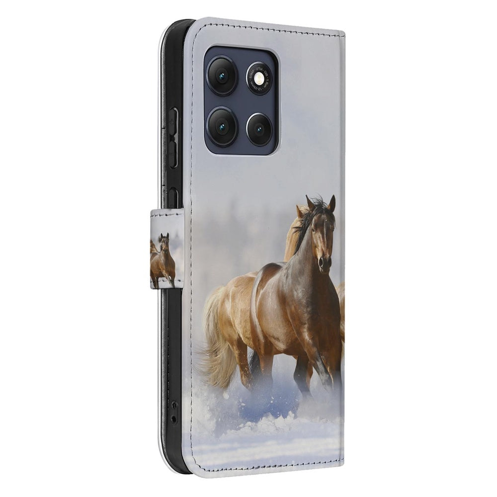 Motorola Moto G86 Book Case Hoesje Paarden Motief paarden motief vooraanzicht.