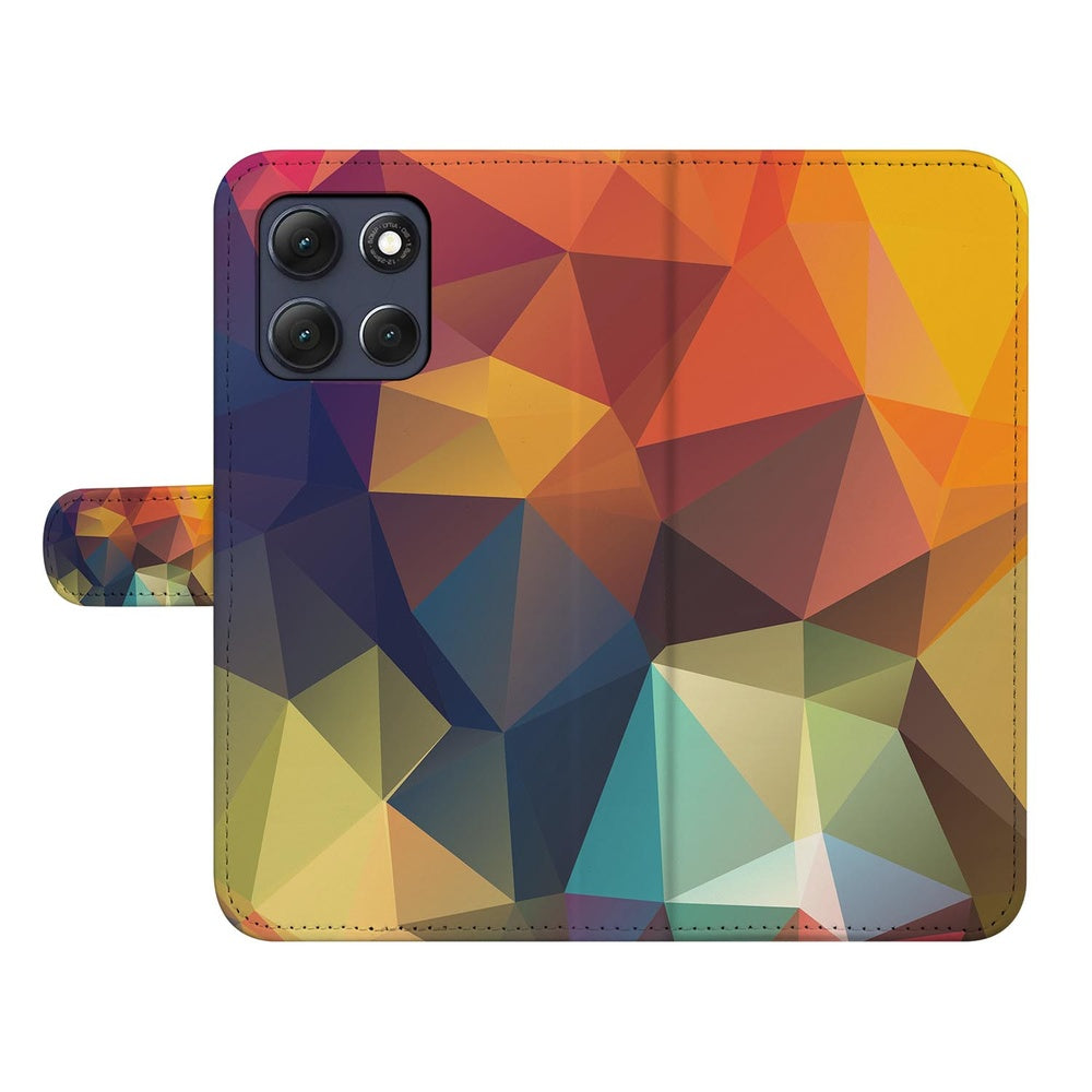 Motorola Moto G86 Bookcase Polygon Kleur Geometrisch ontwerp Vooraanzicht.