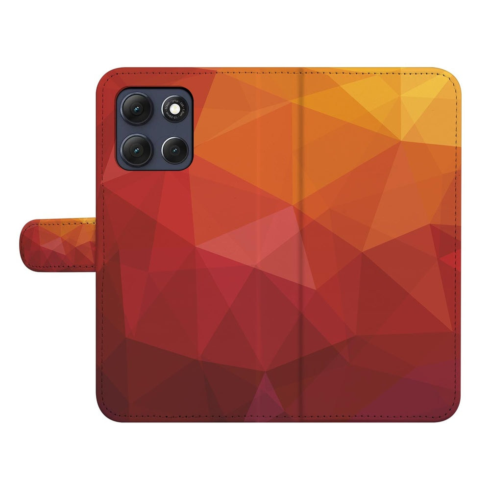 Motorola Moto G86 Book Case Polygon Rood Hoesje polygonaal patroon rood voorkant.