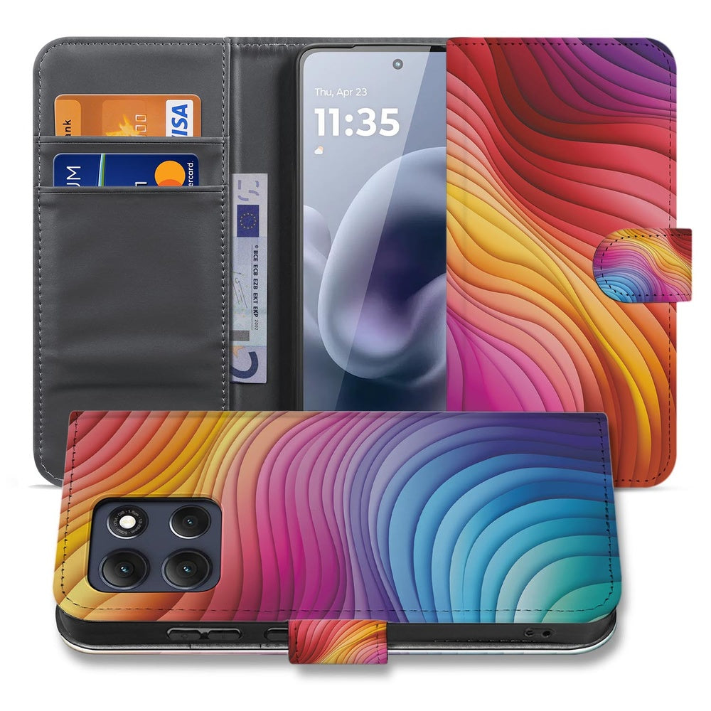 Motorola Moto G86 Plus Book Case Regenboog Vooraanzicht.
